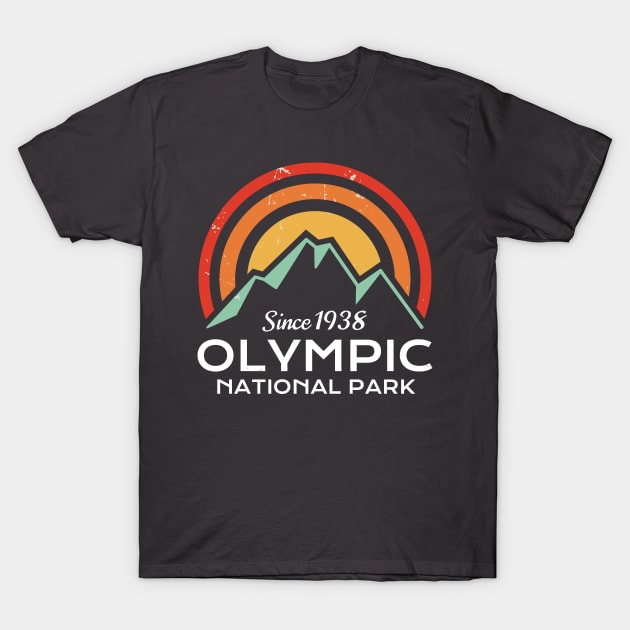 Olympic National Park Retro T-Shirt by roamfree